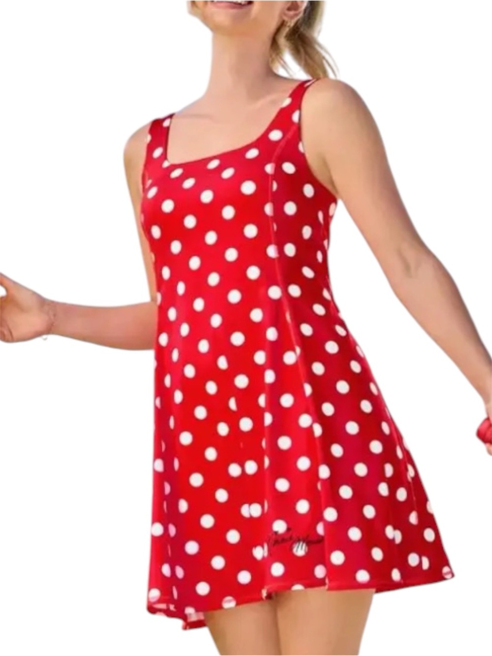 Disney Red & White Polka Dot Minnie Mouse Activewear Dress Size Medium Halloween